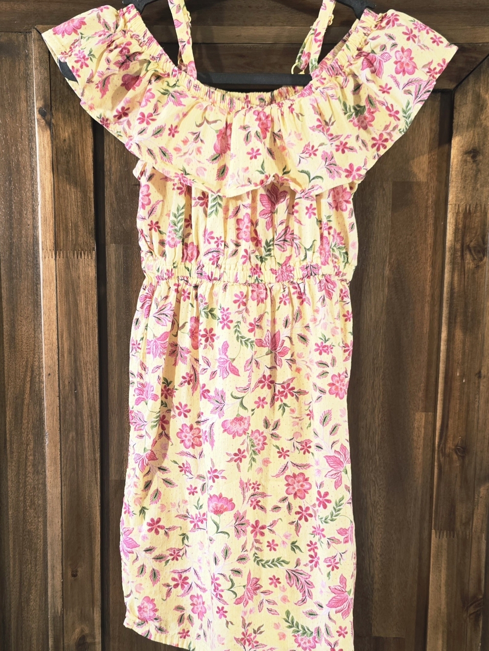 Old Navy Yellow Floral Ruffle Shoulder Sundress